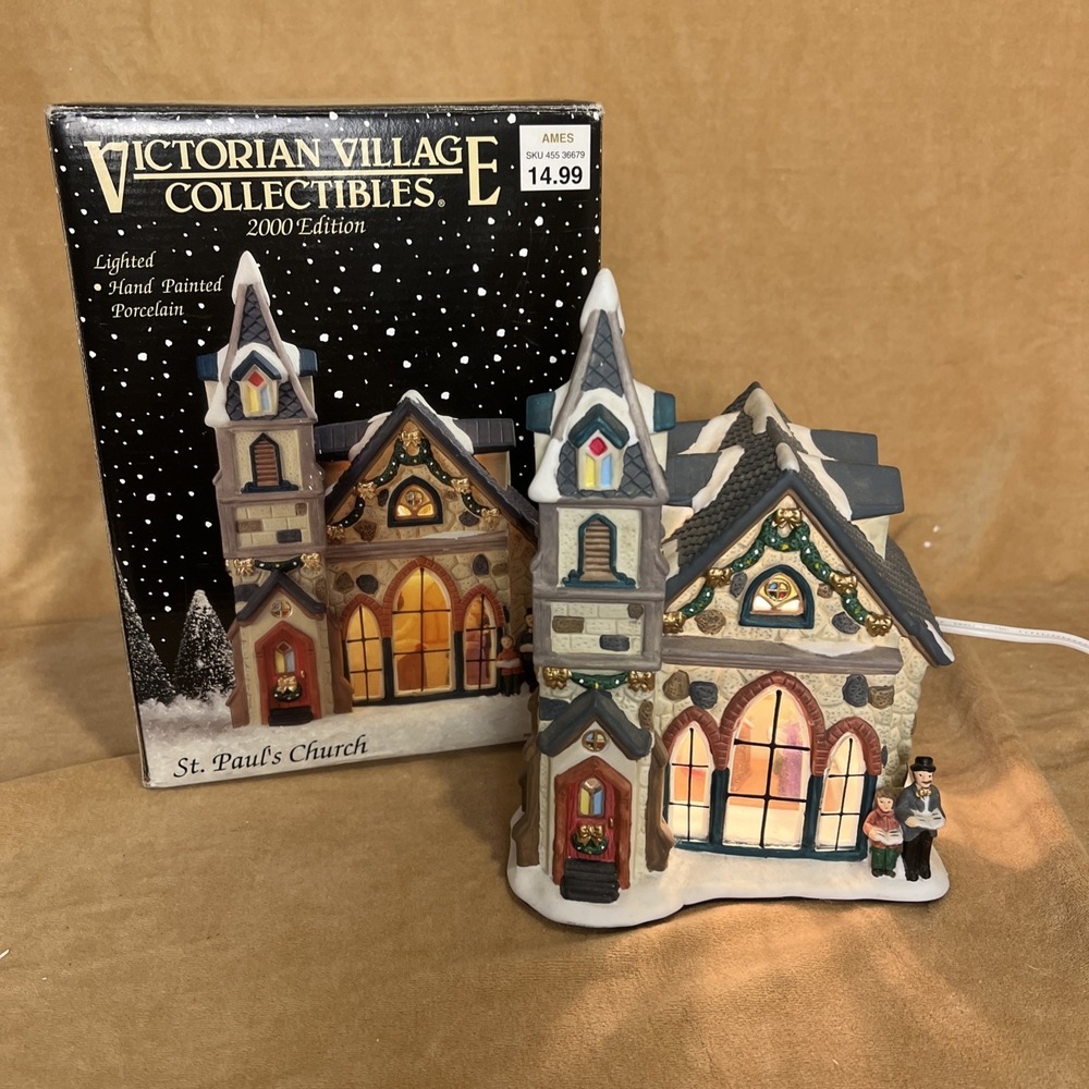 VTG Victorian Village Collectibles 2000 St. Paul's Church Hand Painted Porcelain